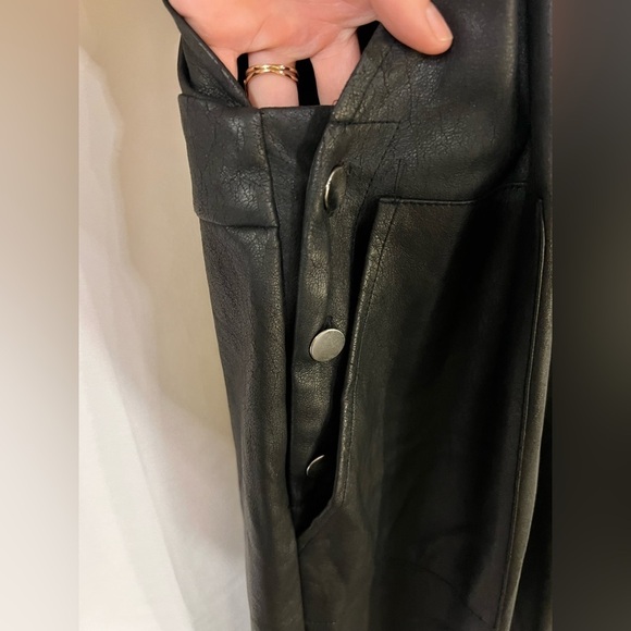 philanthropy xs Freja black faux leather overalls wide leg elastic end punk‌‌ - Picture 13 of 16